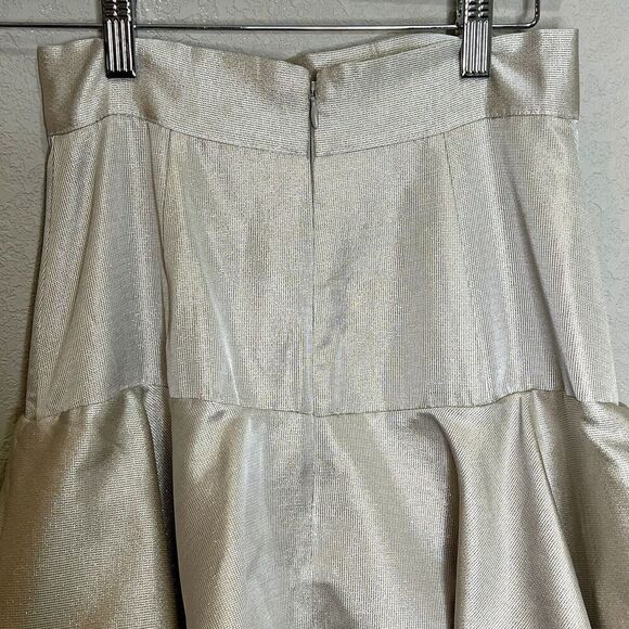 Keepsake Skirt Womens XS Silver Metallic Tiered Ruffle Maxi Formal Evening Party - Picture 9 of 10